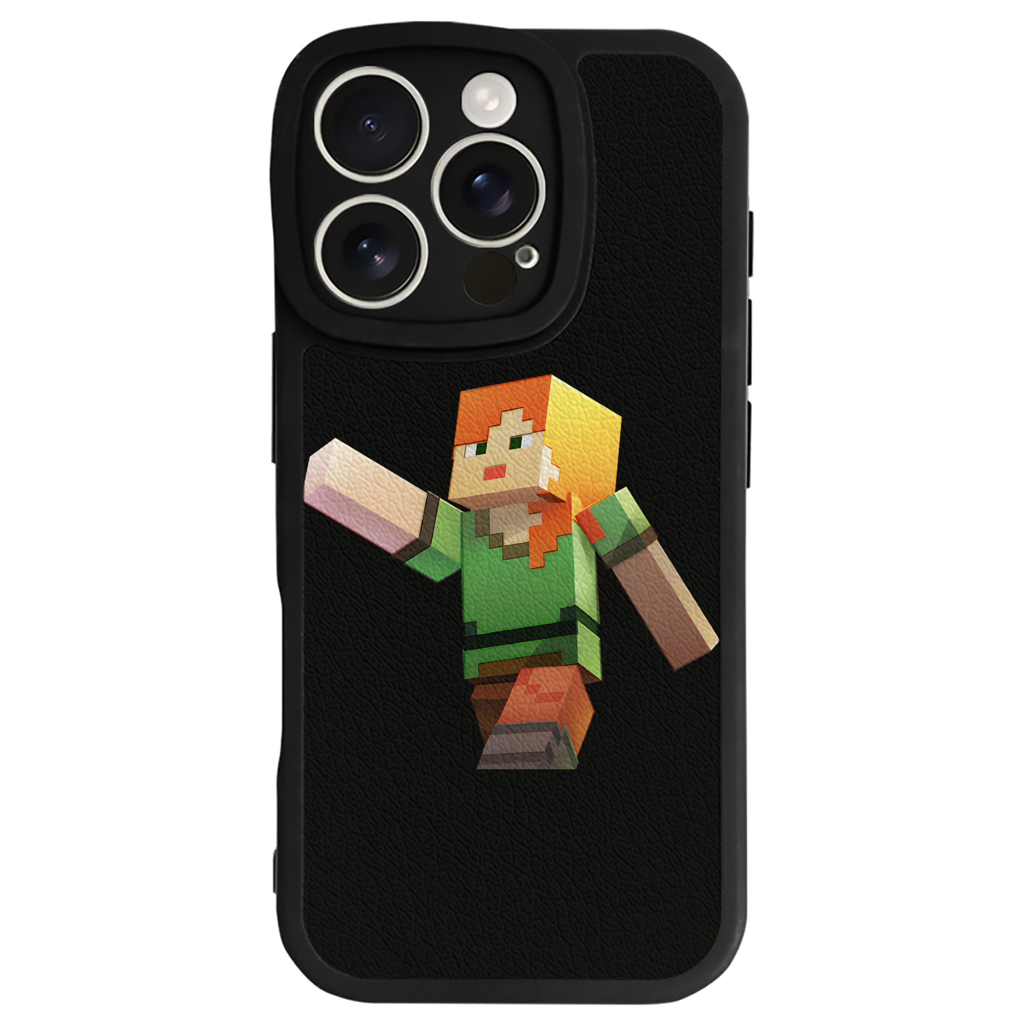 （画像用） マインクラフト ブロックの世界 Minecraft MC Block world 【iPhone 16シリーズ対応】シリコンスマホケース（レザー調） 材質：シリコン